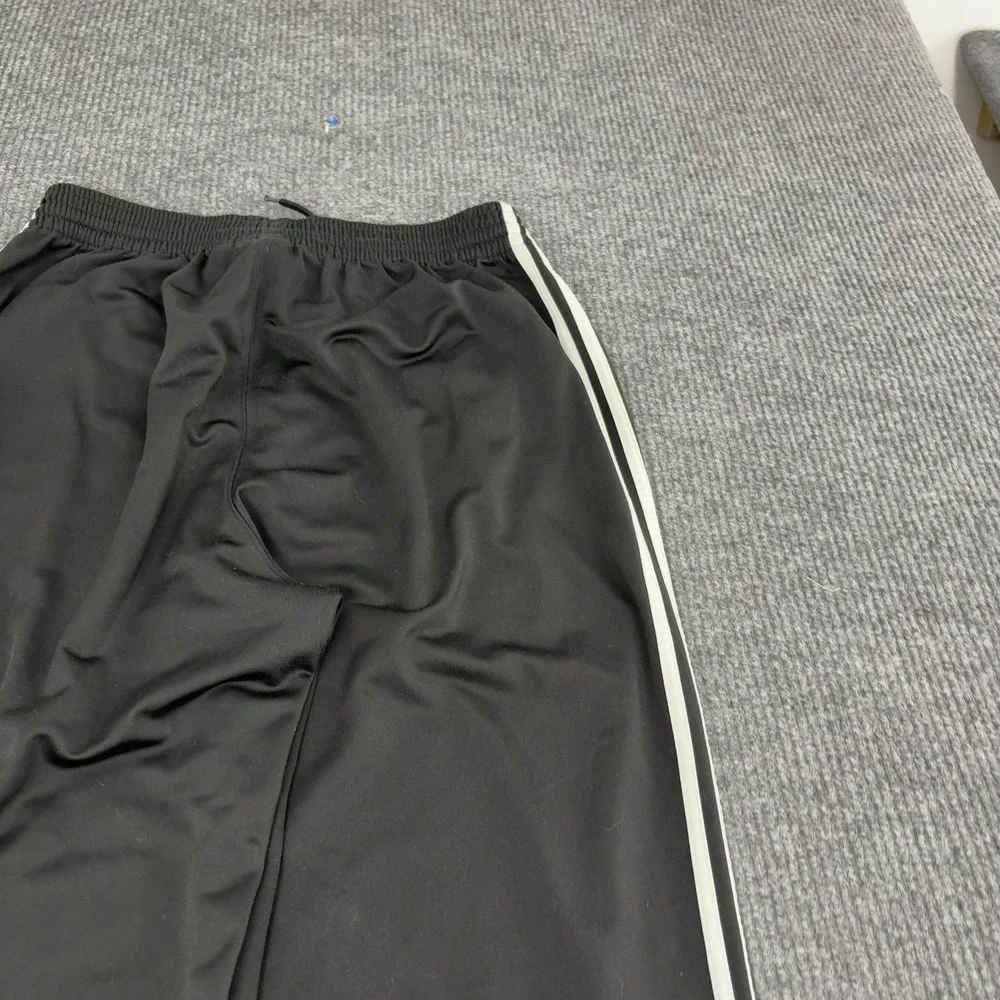 Adidas Track Pants Mens L Black Polyester Three Stripe Athletic Streetwear Style